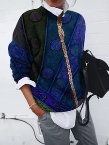 Primo piano di cardigan a maniche lunghe con stampa a pois geometrici e bottoni