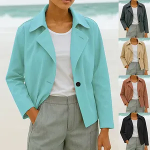 Elegant women's solid casual short blazer jacket available in five distinct colors