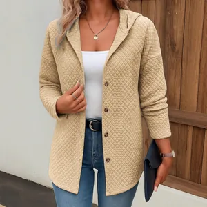 Lässige gesteppte Damenjacke mit Kapuze langärmelige Strickjacke Herbst Mode Sweatshirt