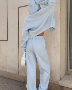 Vue arrière d'un ensemble de jogging bleu clair deux pièces avec sweat à capuche