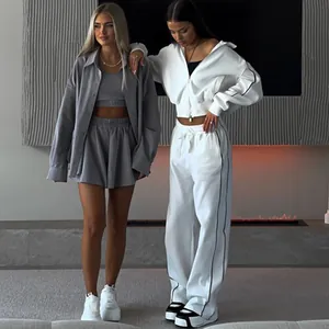 Ensemble détente chic deux pièces pour femmes avec sweat à capuche et pantalon large