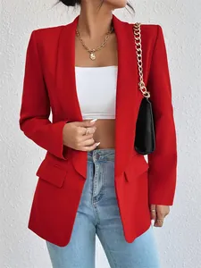 Chaqueta americana roja clásica para mujer, estilo profesional elegante y moderno