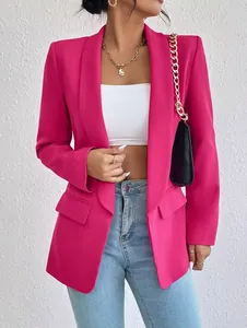 Chaqueta blazer rosa fucsia para mujer con cuello chal para looks de oficina chic