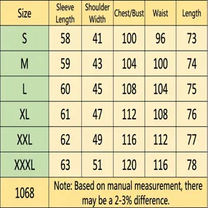 Comprehensive detailed size chart for professional women's blazer suit set with measurements