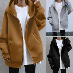 Lot de sweat-shirts à capuche zippés surdimensionnés pour femmes en camel, gris et noir