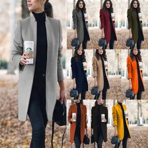Elegante abrigo de mujer de largo medio y frente abierto en varios colores