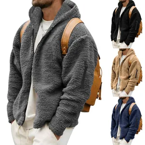 Herren Polarfleece Kapuzenjacke mit Reißverschluss in Grau, Schwarz, Khaki und Navy