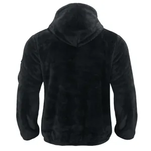 Rückansicht der schwarzen Fleece-Kapuzenjacke für Herren mit warmem Polarfleece