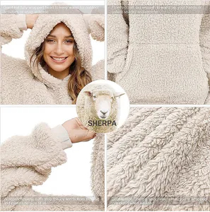 Detail view of soft double-sided Sherpa fleece fabric and elastic windproof cuffs.