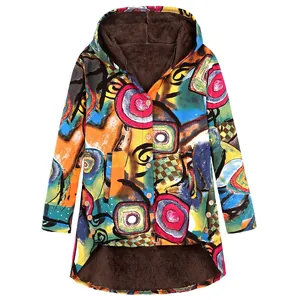 Detailed macro view of hooded jacket with plush lining and abstract graffiti print