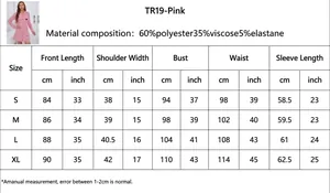Guide des tailles pour chemise de nuit rose à manches longues et motif cœur