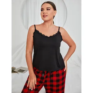 Ensemble de pyjama grande taille pour femme avec caraco dentelle et pantalon