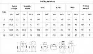 Detailed size chart with measurements in cm and inch for women's V-neck sleep dress