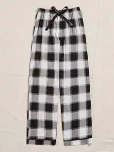 Comfort plaid pajama pants for women with adjustable drawstring and loose fit.
