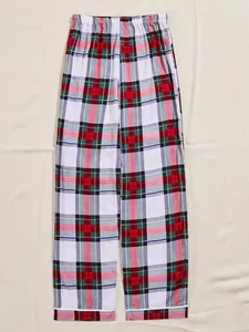 Comfortable plaid pajama pants for women with elastic waistband and soft fabric texture