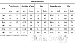 Detailed measurement guide for plus size short sleeve nightdress from size 0XL to 5XL.