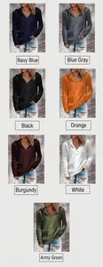 Opciones de color para jersey de punto acanalado con capucha para mujer con botones