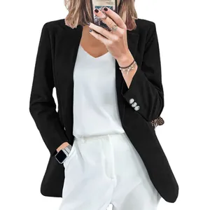 Blazer professionnel cintré en velours côtelé pour femme noir pour l'automne
