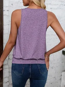 Vue arrière détaillée d'un haut sans manches décontracté pour femme en violet chiné