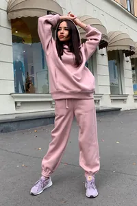 Ensemble de survêtement rose pour femme avec sweat-à-capuche et pantalon de jogging