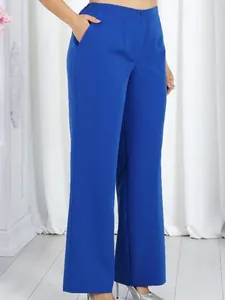 Royal blue high-waisted wide-leg trousers designed for casual and elegant daily wear style.