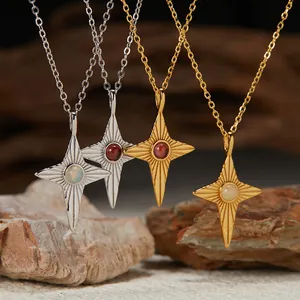 Detailed view of S925 sterling silver necklaces with natural opal and garnet pendants