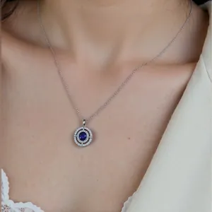 Elegant S925 sterling silver necklace featuring a natural oval blue sapphire pendant