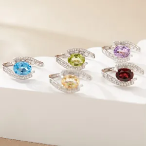 Fine collection of S925 sterling silver rings featuring various colorful gemstone accents