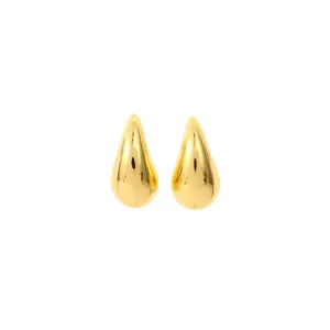 Elegantes pendientes de botón dorados en forma de gota con acabado geométrico liso