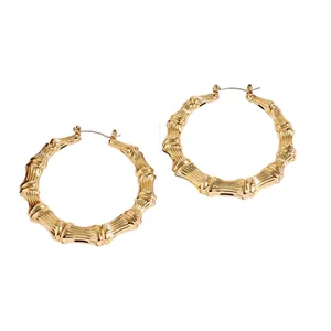Klassische übergroße goldene Bambus-Gelenk-Ohrringe für Hip-Hop und Streetstyle-Schmuck