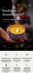 Detail einer festlichen Weihnachtsduftkerze in einer Zinnbox mit Sojawachs und Flamme