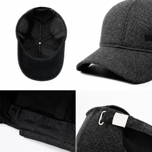 Herren Winter-Baseballkappe mit Ohrenschützern, winddichte und warme Mütze für Väter
