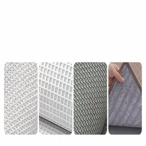 Detail view showing four different types of non-slip backing textures for bath mats