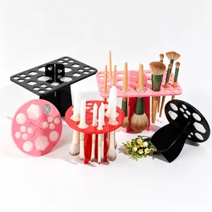 Acrylic Makeup Brush Drying Rack Multi Hole Silicone Organizer Storage Tree Stand Folding Portable For Cosmetic Tools Beauty
