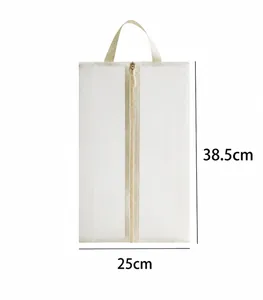 Large portable travel shoe storage bag with zipper and handle, size 38.5x25cm.