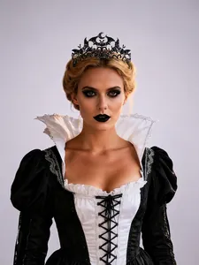 Corona gótica negra de murciélago para disfraz de cosplay de Halloween vintage
