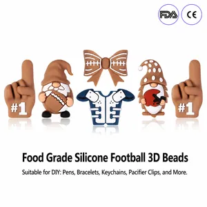 3D Rugby Silicone Beads For DIY Jewelry Making Bracelet Accessories Football Gnome Jersey Bow Finger Gesture Focal Beads