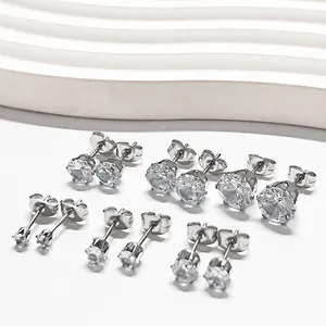 Detailsicht der verschiedenen Größen S925 Silber Zirkonia Ohrstecker Set für Damen