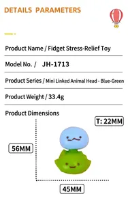 Detailed product parameters of silicone mini animal squishy toy showing dimensions and weight