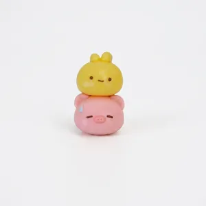 Cute pig and rabbit stacked silicone squishy toy for stress relief and sensory play fun
