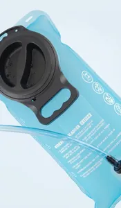 Detailed view of a TPU hydration bladder showing material texture and safety icons.