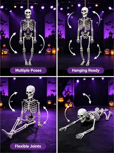Detailansicht der flexiblen Gelenke dieses realistischen Halloween-Skeletts aus Plastik.