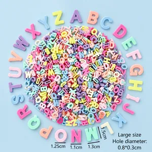 Detailed view of macaron color acrylic letter beads showing specific dimensions and hole size