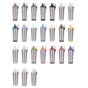 830ml RVS isoleerbeker met magnetisch handvat en breed rietjesdeksel in 24 kleuren