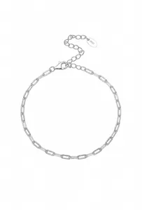 Detail view of S925 sterling silver paperclip chain bracelet with lobster clasp and tag