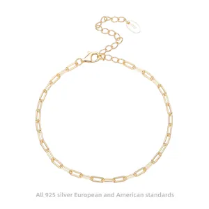 S925 Sterling Silver Paperclip Chain Bracelet For Women Minimalist Geometric Link Bracelet Gold Silver Plated Jewelry Gift
