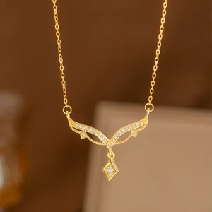 Elegante collar con colgante de espiga de trigo diosa del laurel dorado y cristales