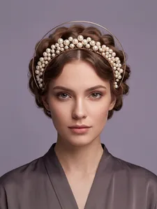 Elegant French style pearl headband for bridal wedding and party hair styling accessories.