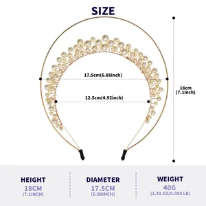 Detailed dimensions and weight of the French forest-style pearl headband for weddings