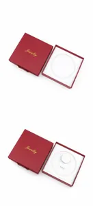 Rotes Schmuck-Geschenkbox-Set für Halskette und Armband, Detailansicht der Innenfächer.